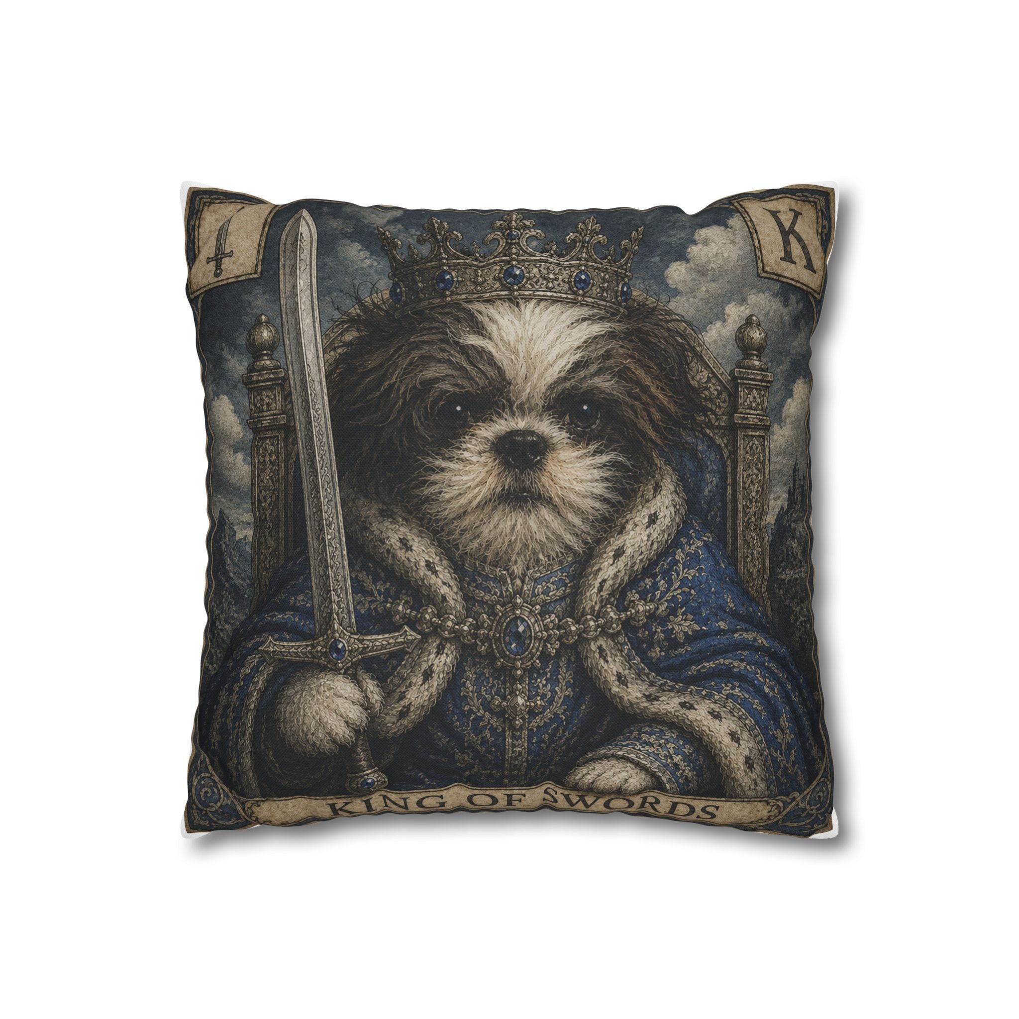 King of Dogs Decorative Pillowcase — Regal Shih Tzu Throne Design