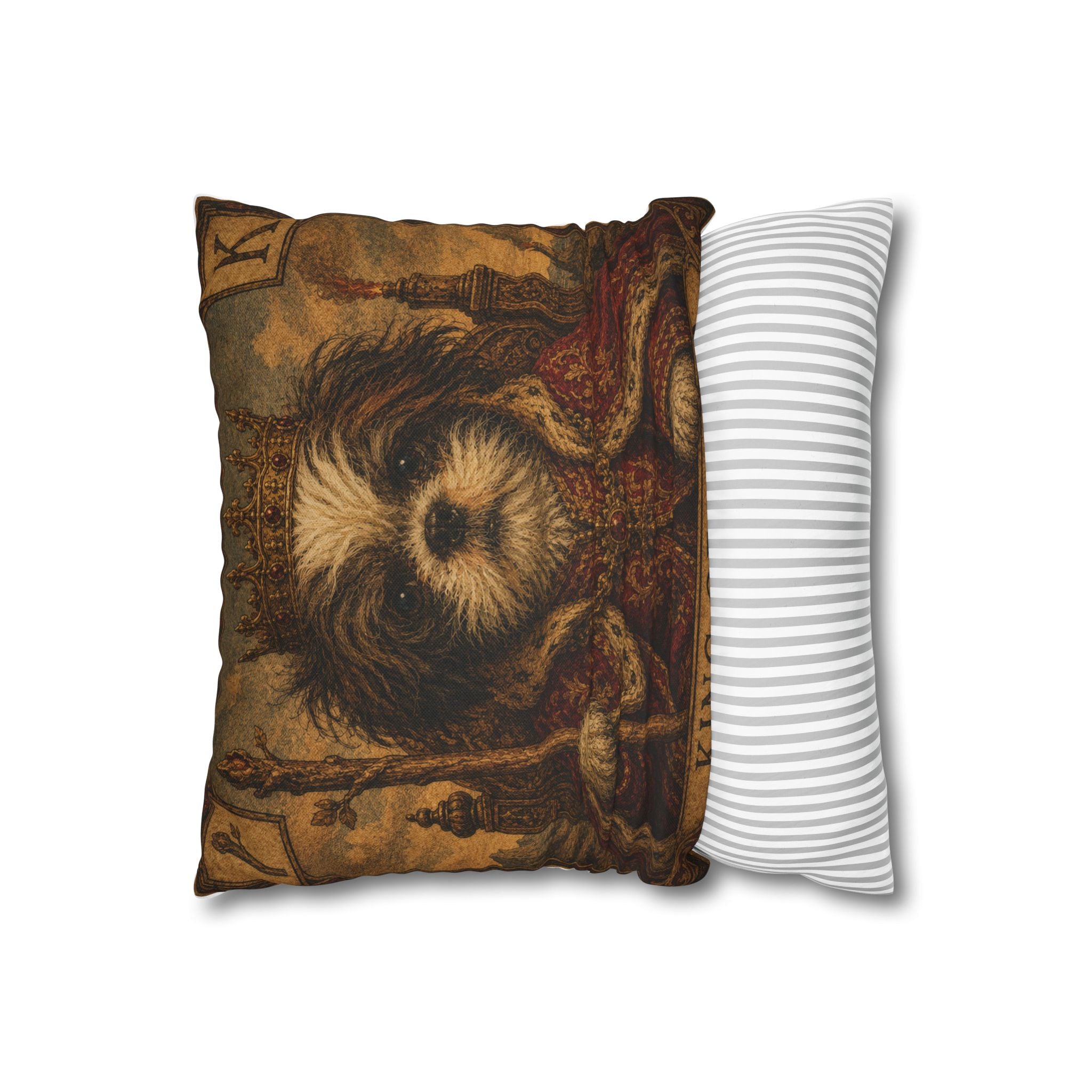 King of Wands Dog Pillowcase – Vintage Tarot-Inspired Decorative Throw Pillow