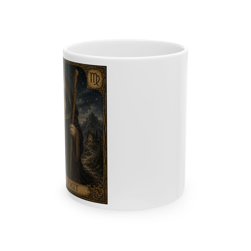 Tarot Moonlight Ceramic Mug — The Hermit Tarot Card Illustration (11oz, 15oz)