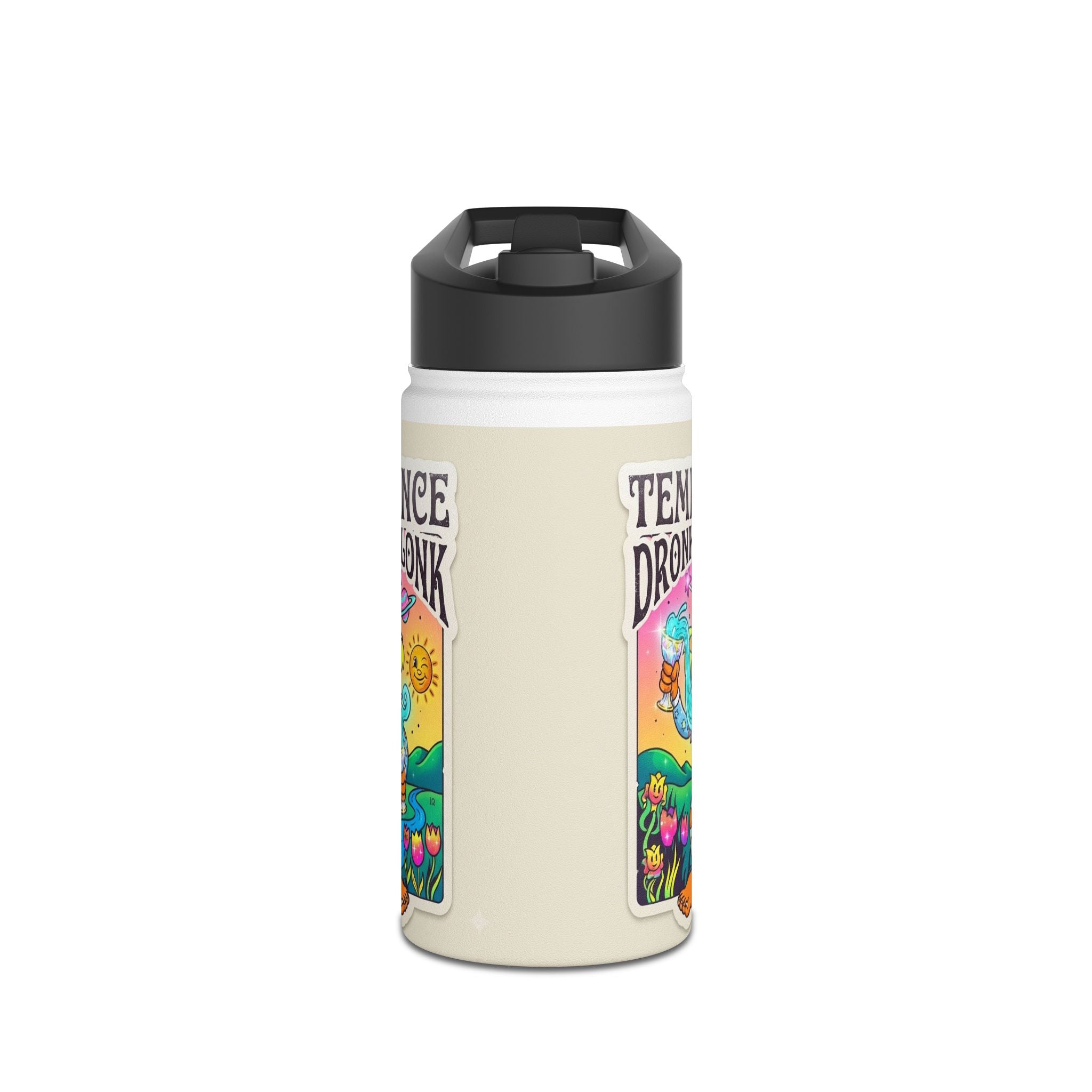 Temperance Dronk Kaplonk Stainless Steel Water Bottle — Colorful Psychedelic Character Design