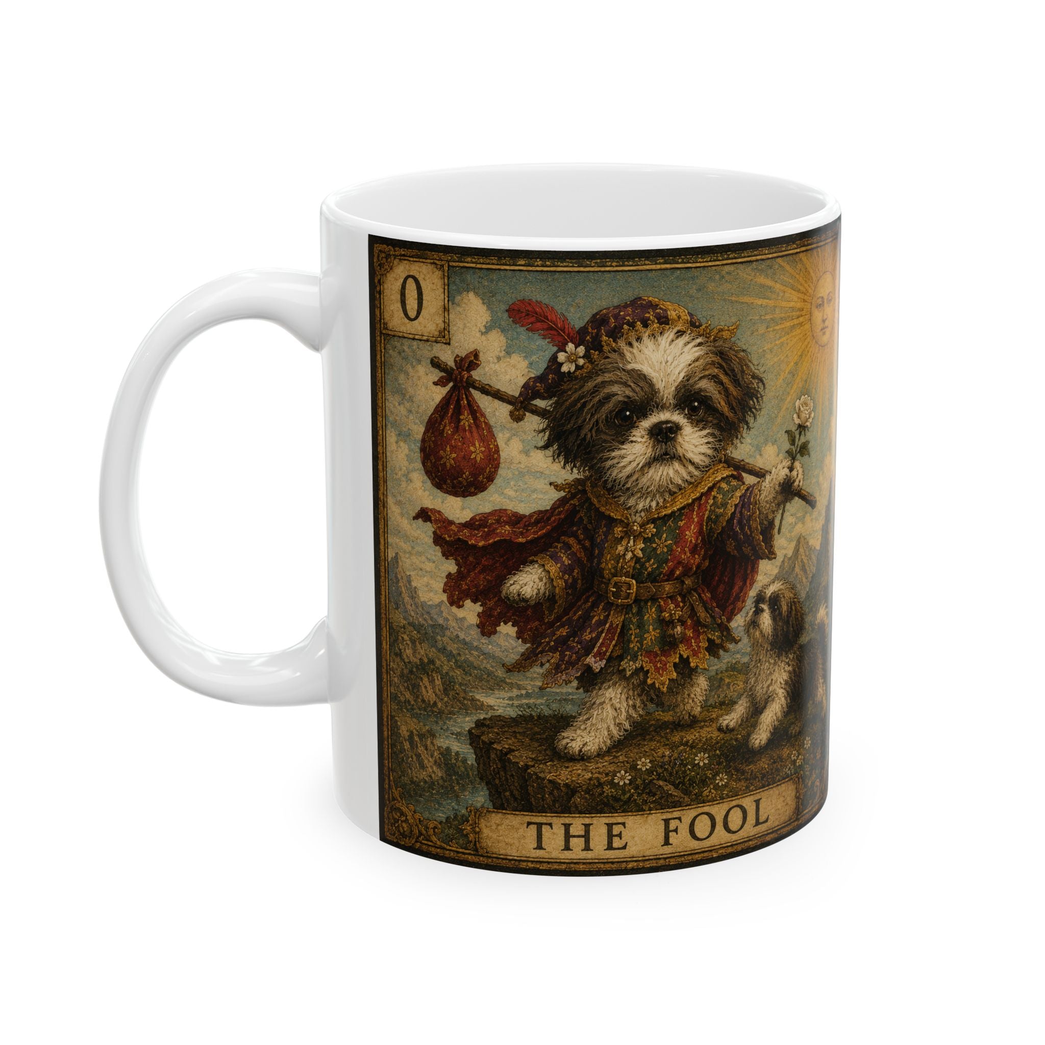 Tarot Moonlight Ceramic Mug — The Fool Tarot Card Illustration (11oz, 15oz)