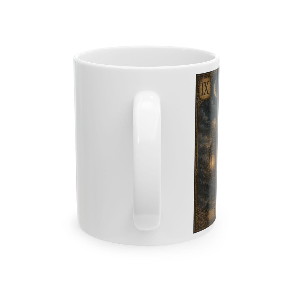 Tarot Moonlight Ceramic Mug — The Hermit Tarot Card Illustration (11oz, 15oz)