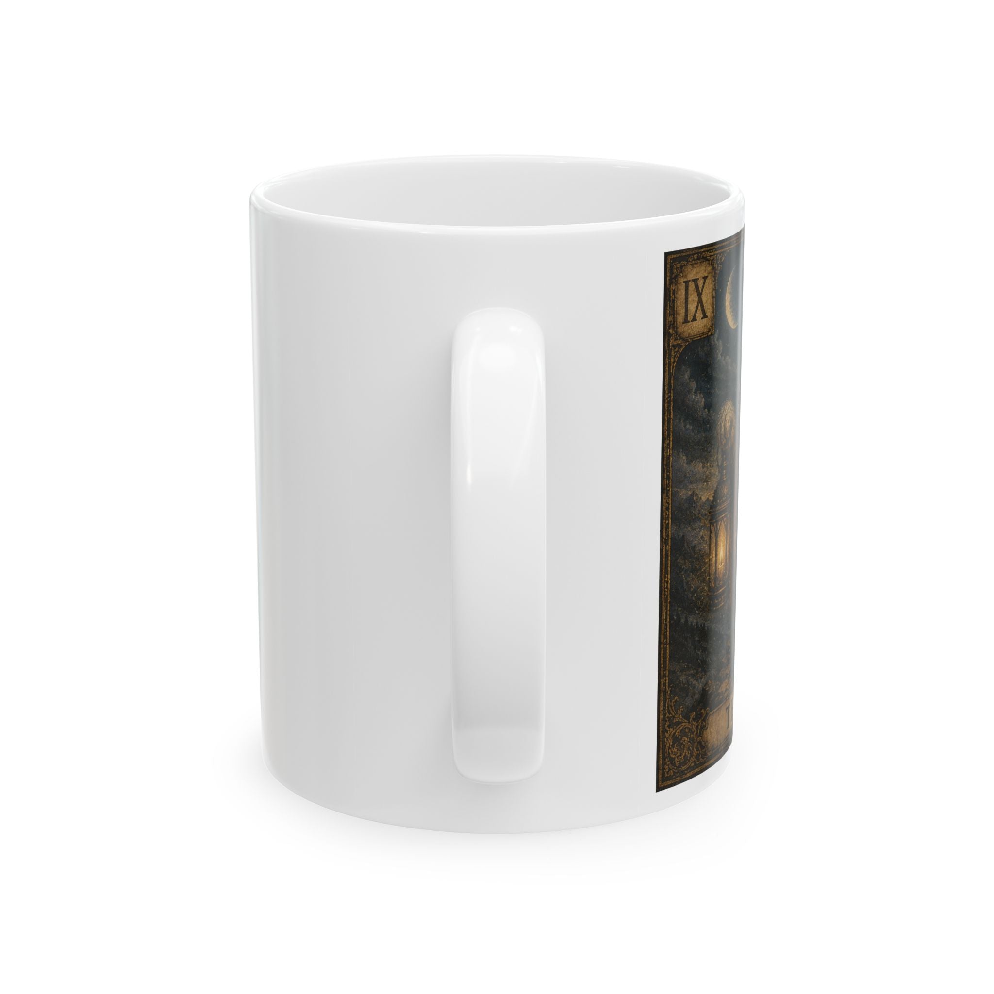 Tarot Moonlight Ceramic Mug — The Hermit Tarot Card Illustration (11oz, 15oz)