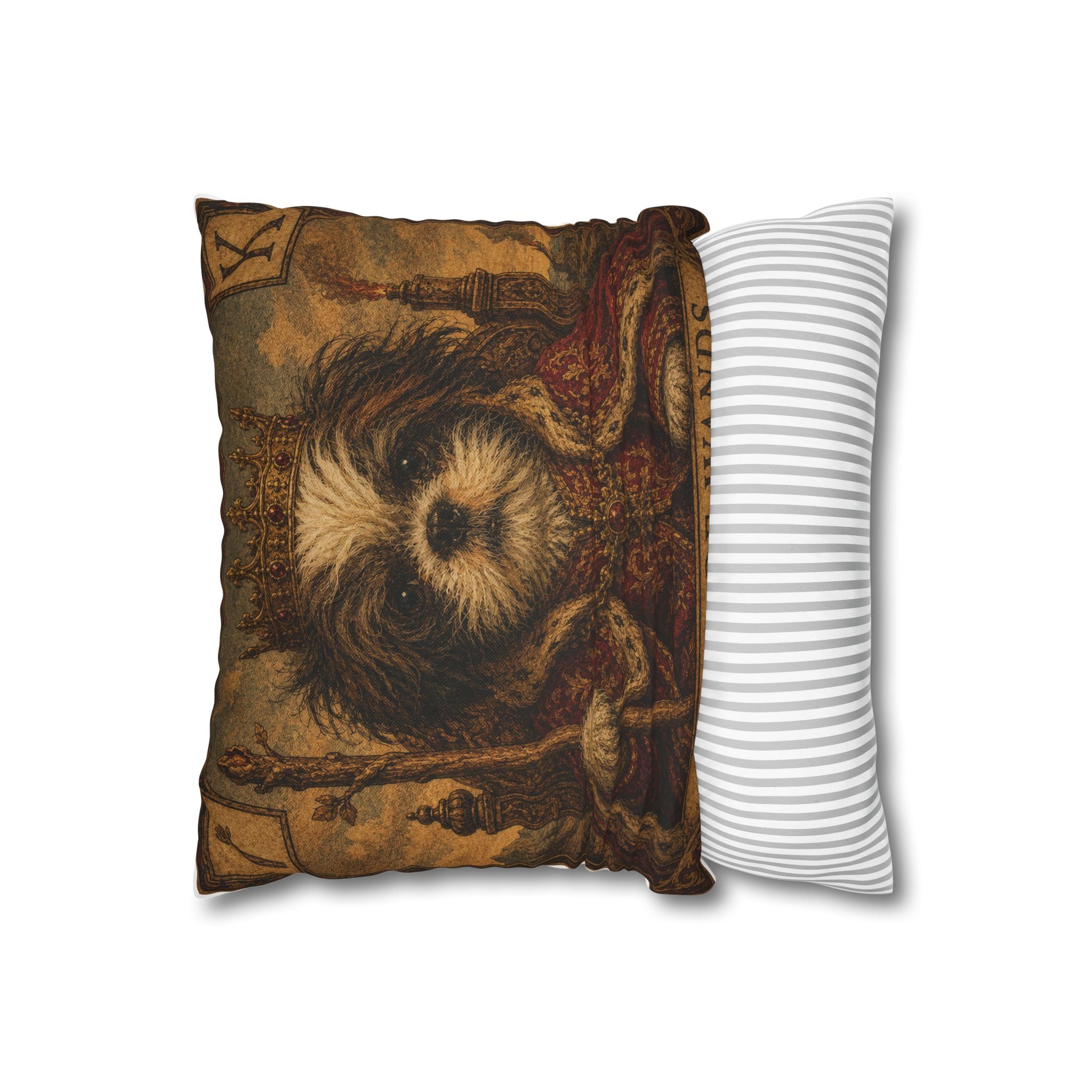 King of Wands Dog Pillowcase – Vintage Tarot-Inspired Decorative Throw Pillow