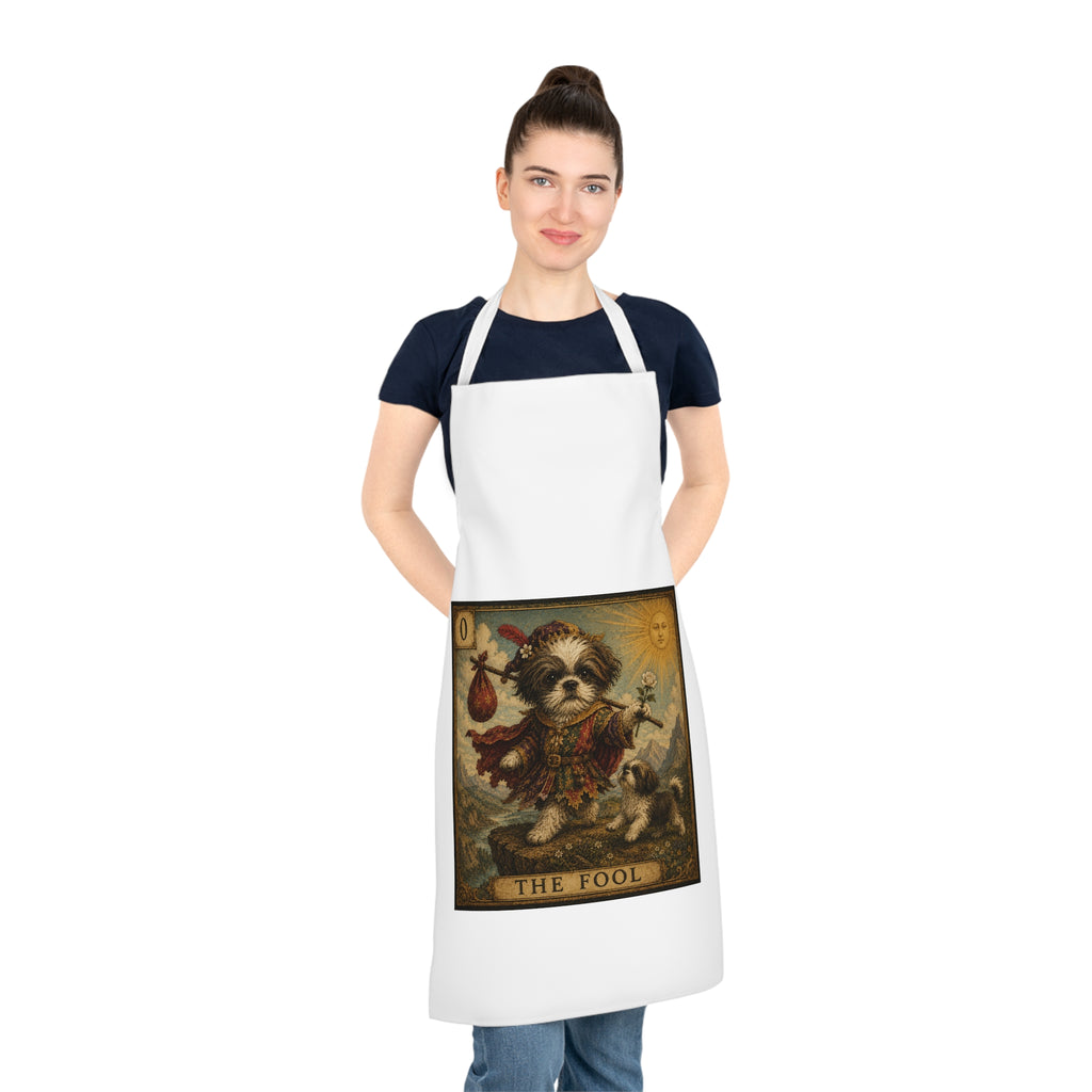 Tarot 'The Fool' Puppy Apron — Whimsical Dog Tarot Kitchen Apron
