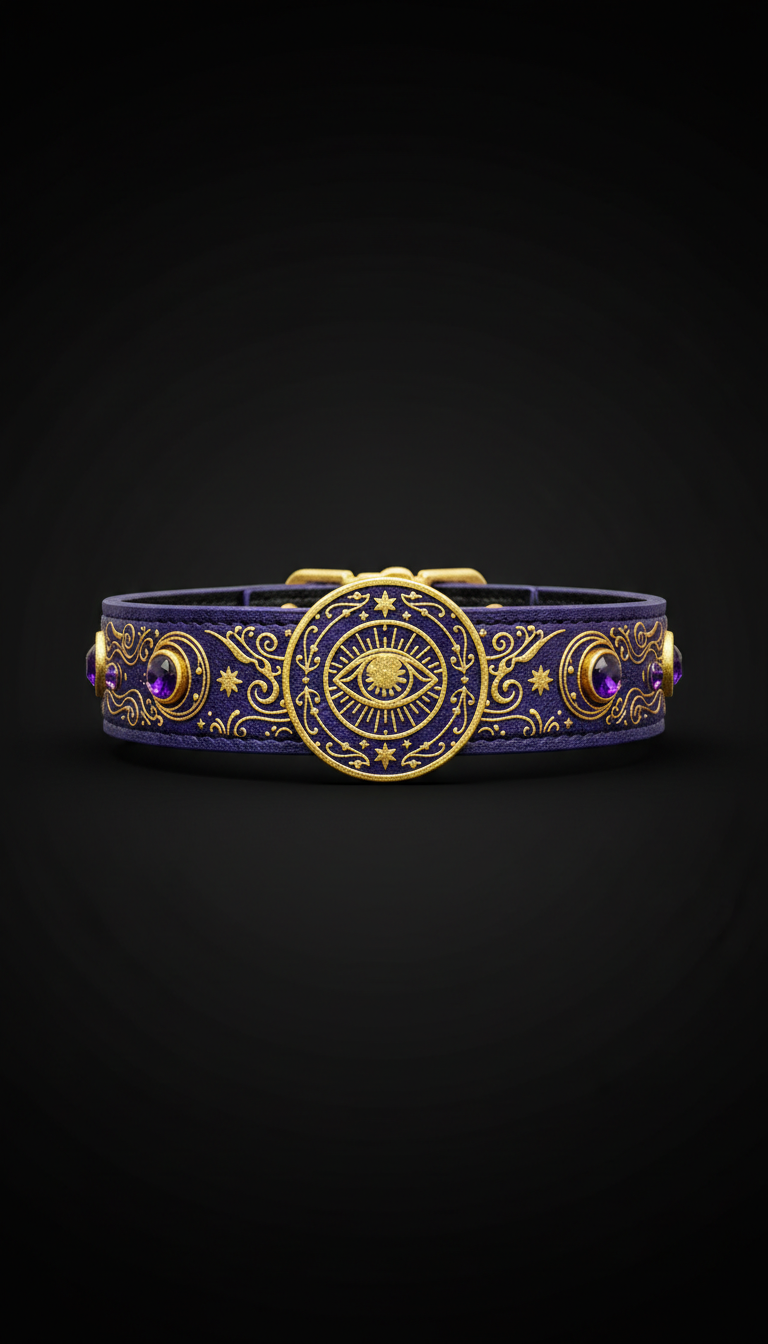 Mystical pet collar with gold foil details