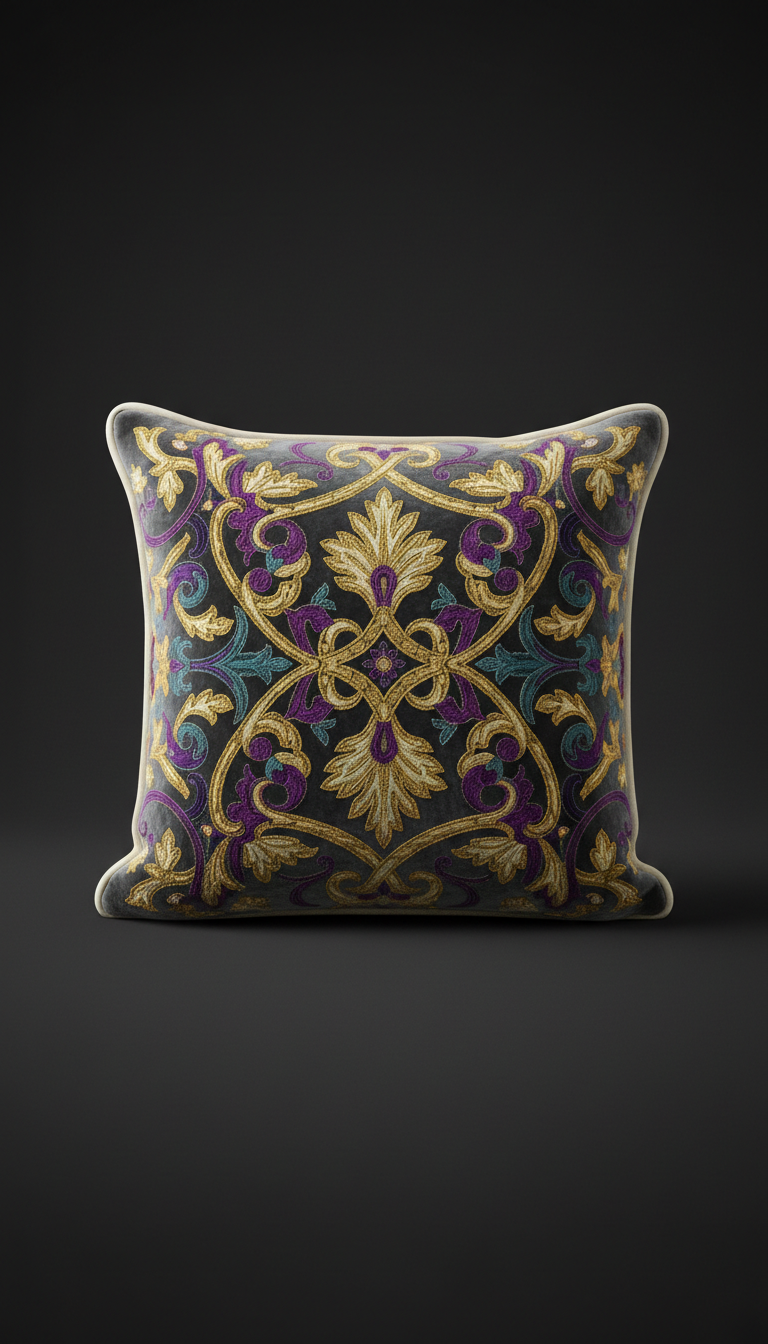 Gold-accented velvet pillowcase