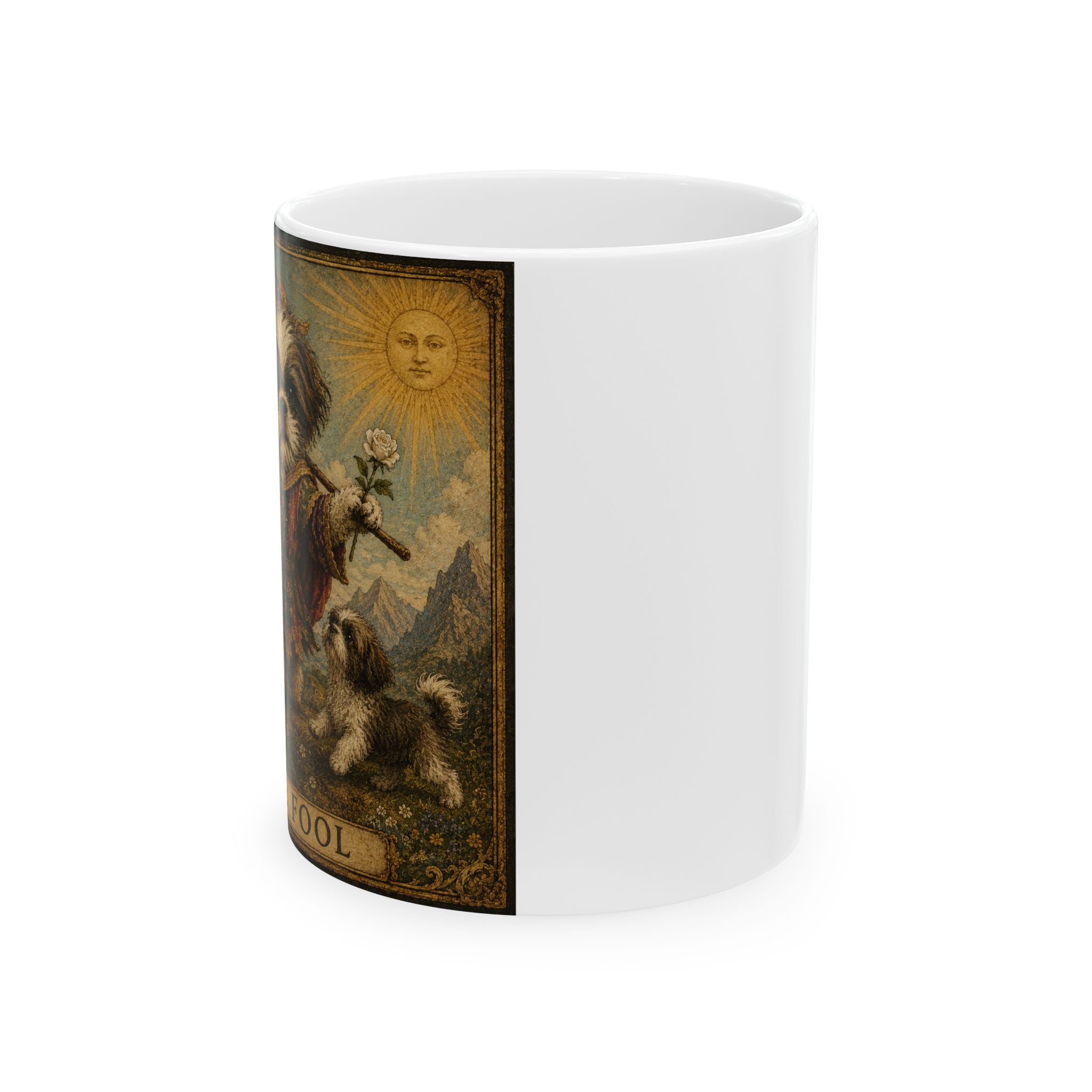 Tarot Moonlight Ceramic Mug — The Fool Tarot Card Illustration (11oz, 15oz)