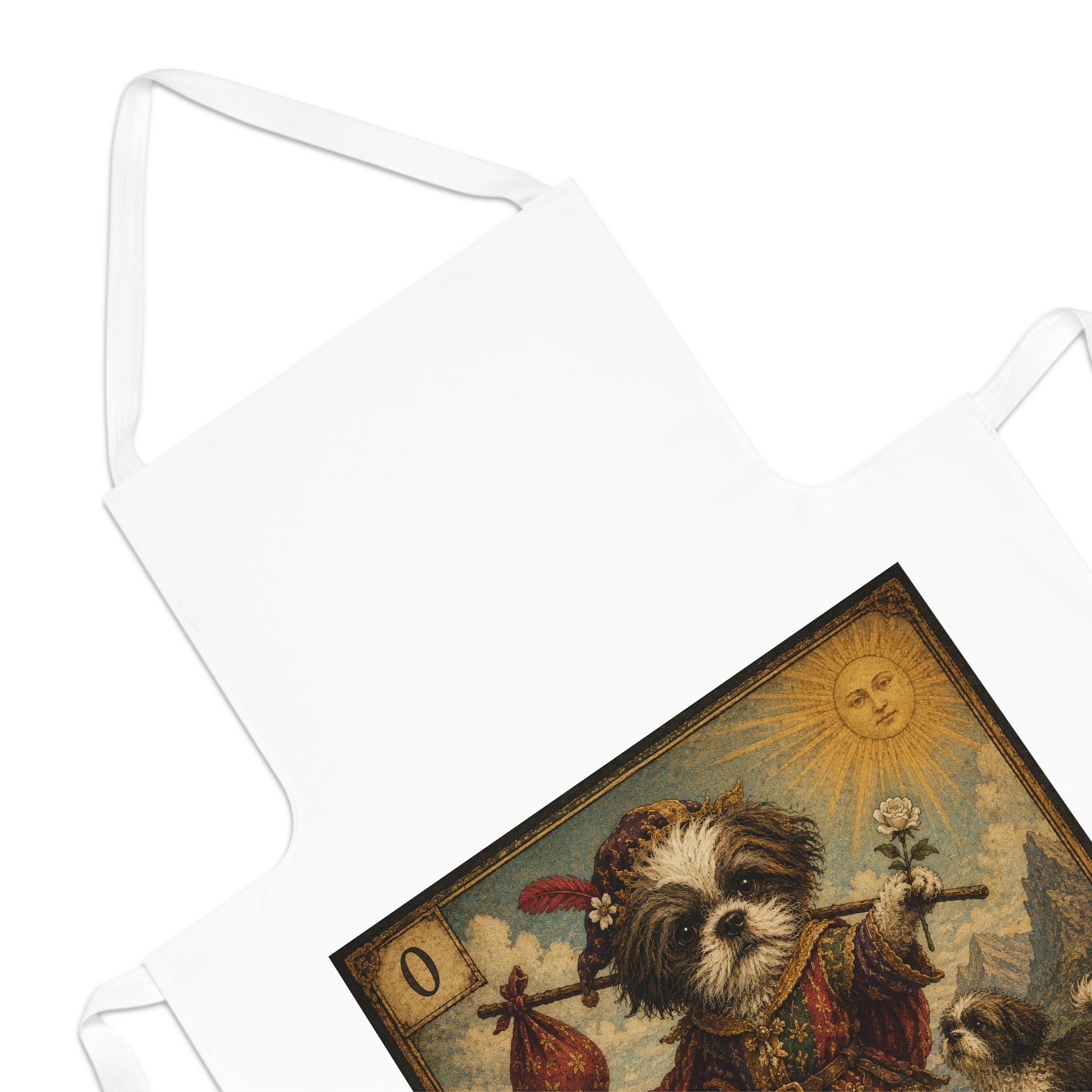 Tarot 'The Fool' Puppy Apron — Whimsical Dog Tarot Kitchen Apron